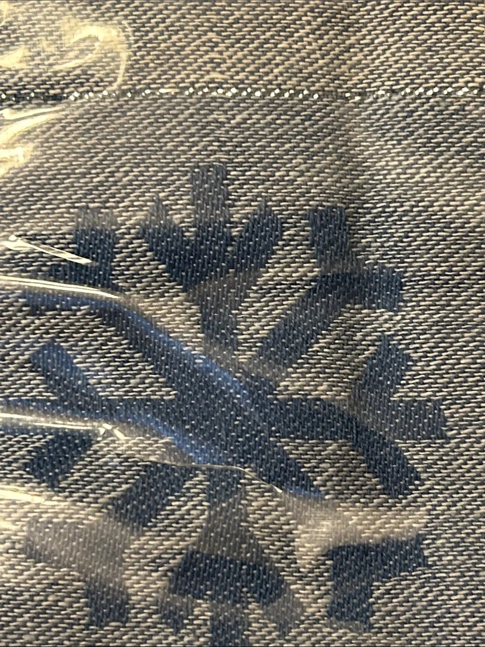 Oblong 60” by 128” Blue and White Snowflake Tablecloth